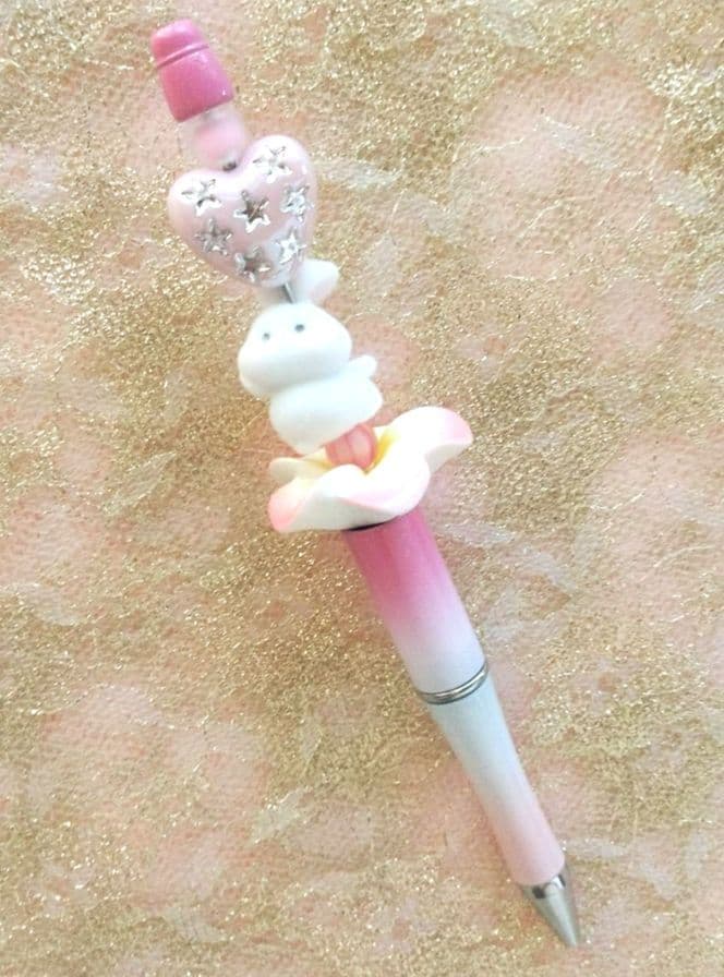 カスタムボールペン«No.910»ピンク うさぎ ハート フラワー