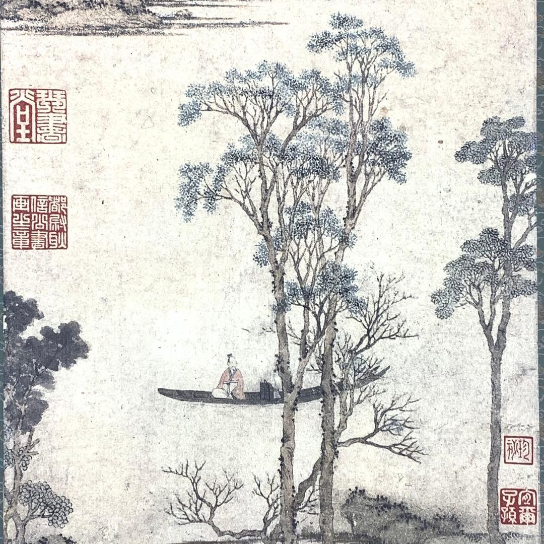 掛軸 文徵明 江南春図 木箱 工芸 2-11