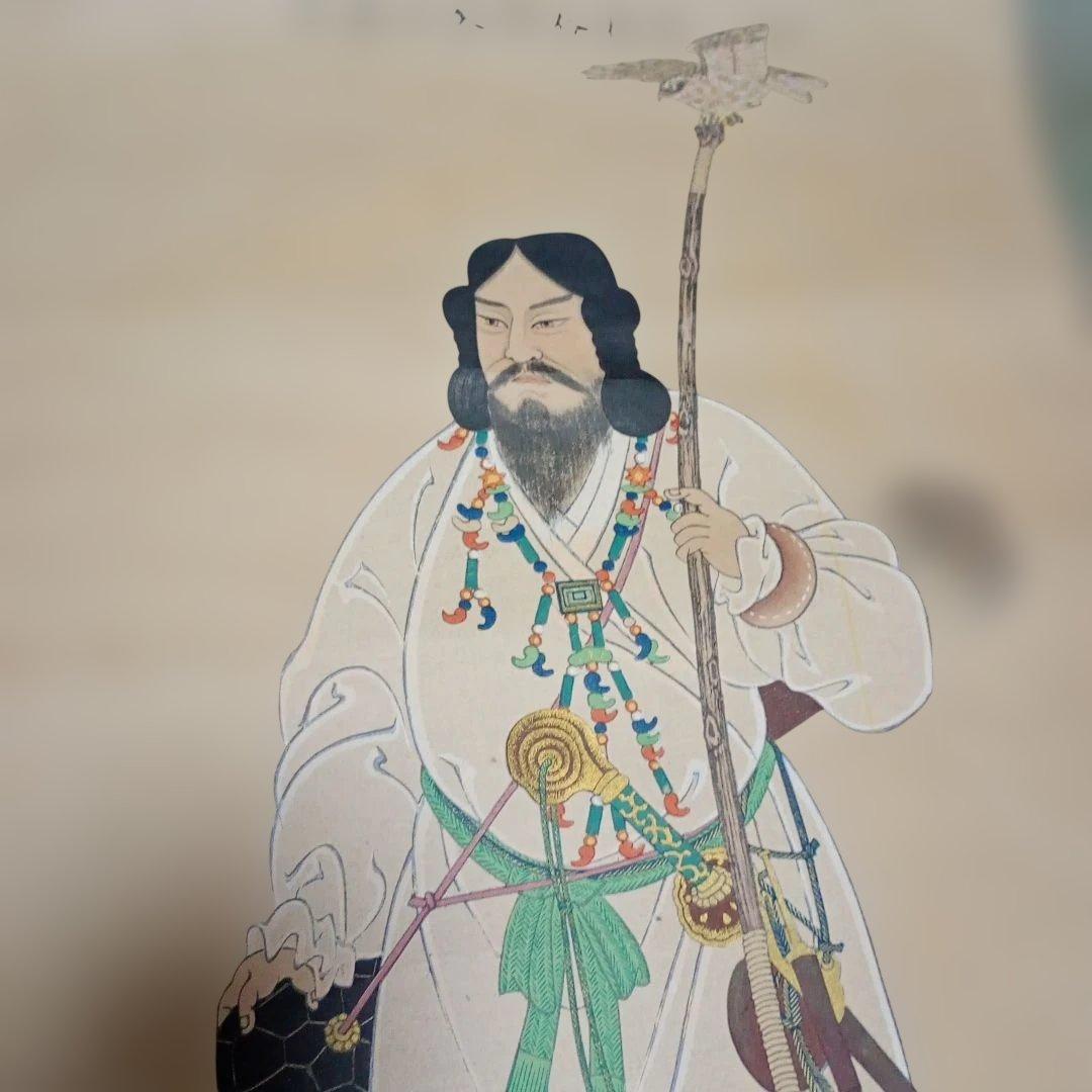 掛軸 神武天皇 橿原神宮 時代物 骨董品　ジャンク 破れあり　状況悪い