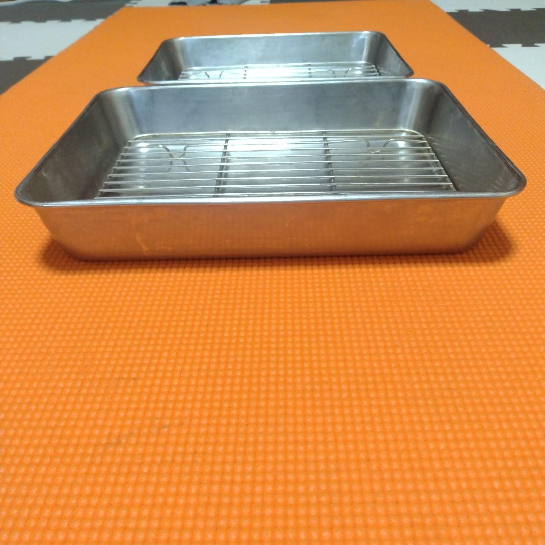 ステンレス製　網付き揚げ物バット　大小各5個セット