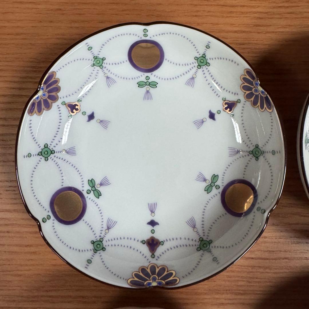 有田焼：賞美堂：其泉窯：錦瓔珞文 小皿（パープル）6枚セット☆