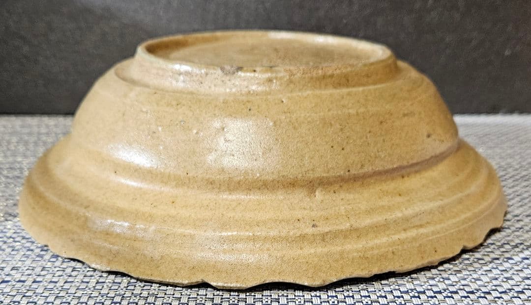 【時代古作品❗】黄瀬戸　胆礬(たんぱん　緑釉　輪線文様　鉢　菓子鉢　茶道具　茶器