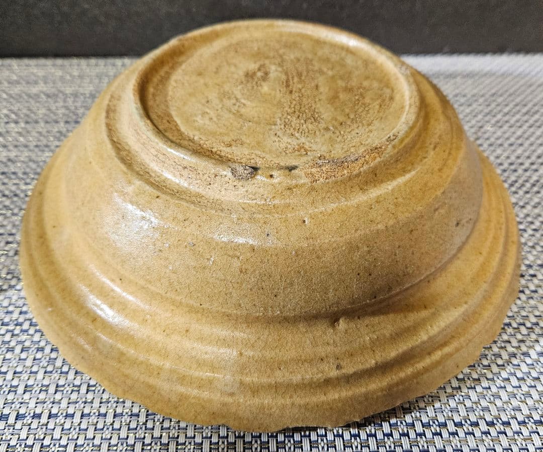 【時代古作品❗】黄瀬戸　胆礬(たんぱん　緑釉　輪線文様　鉢　菓子鉢　茶道具　茶器