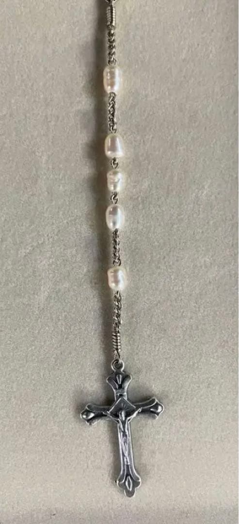 カトリック　ロザリオ　手編み　淡水パール　長崎編み