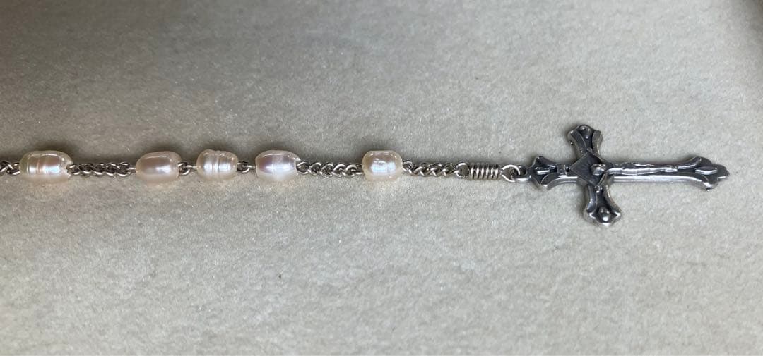 カトリック　ロザリオ　手編み　淡水パール　長崎編み