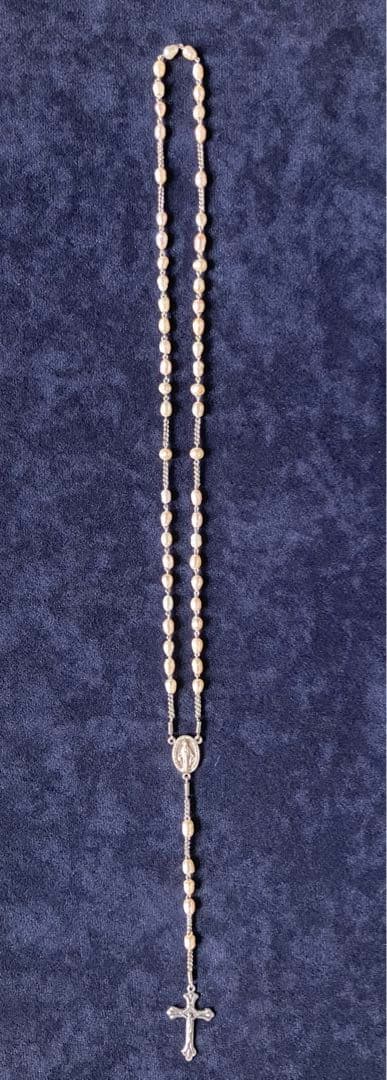 カトリック　ロザリオ　手編み　淡水パール　長崎編み