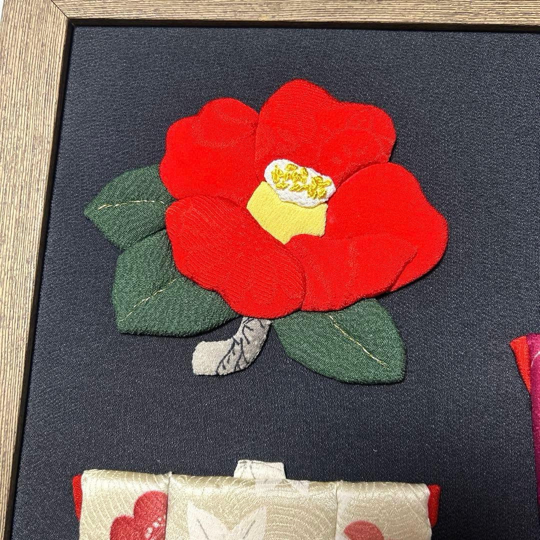押し絵　ツバキ　着物　ハンドメイド