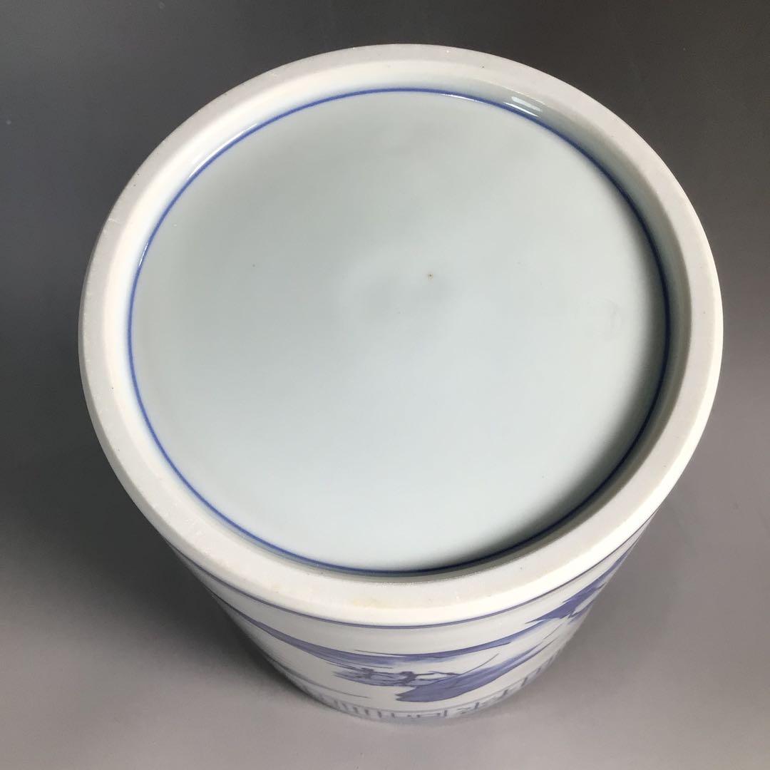 Ｎ６３４　水指　『京焼』『平安　手塚祥堂造』『染付山水文』　共箱　茶道具