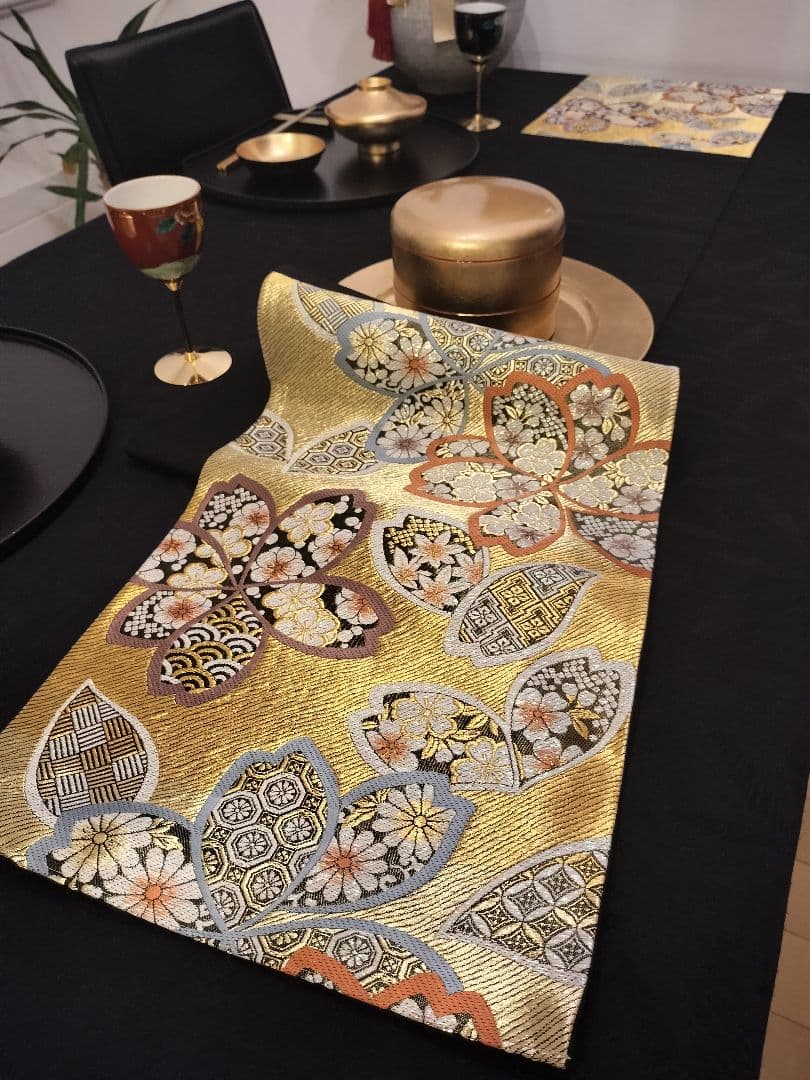 A748高級‼️ひな祭り‼️袋帯テーブルランナー2m19cm