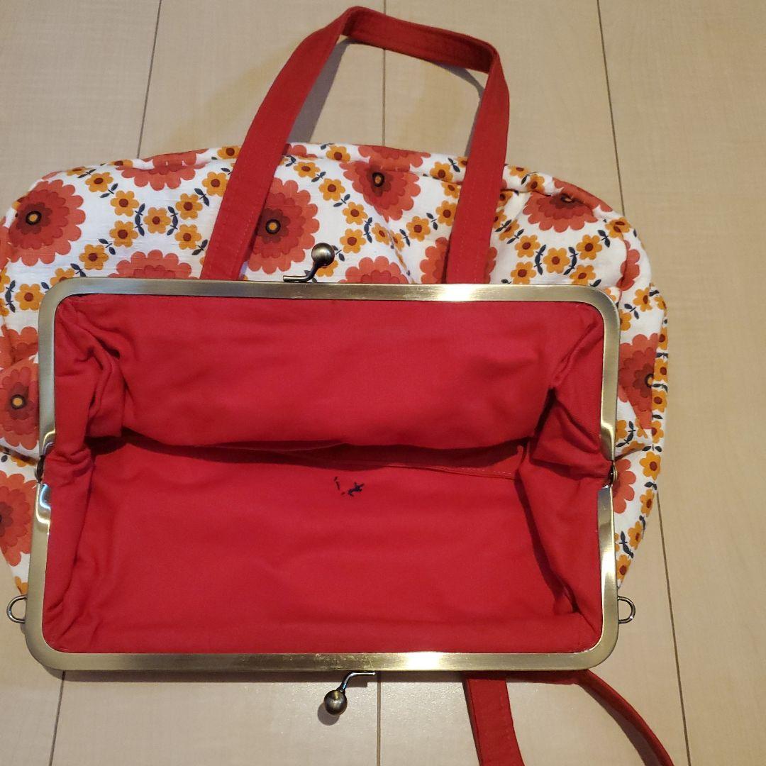 希少！G3ソーイング☆G3SEWING ☆赤がま口バッグ花柄レッド