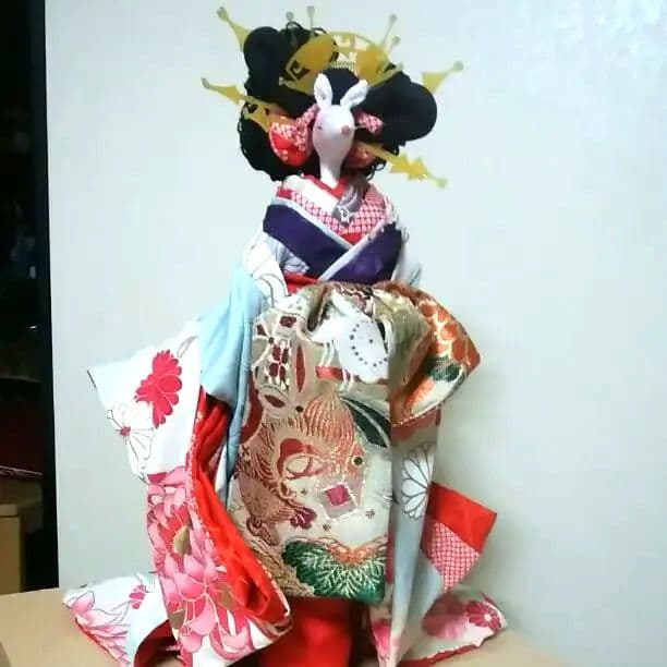 気まぐれ値下げ❗価格戻し有❄1点もの縮緬手作り狐の花魁おいらん❄