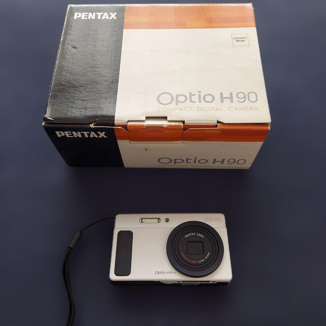 【美品】PENTAX Optio H90 ホワイト シルバーブラック