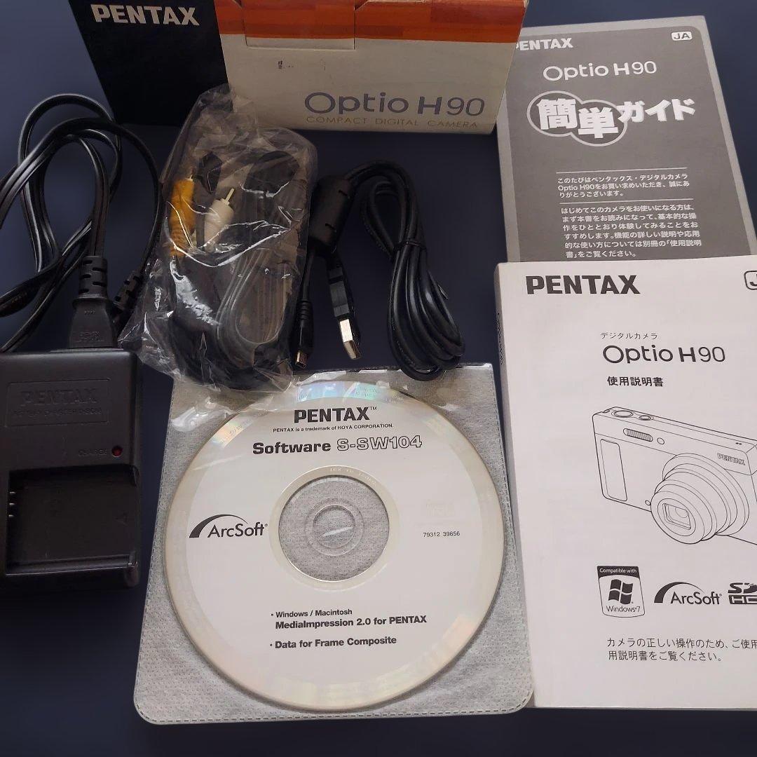 【美品】PENTAX Optio H90 ホワイト シルバーブラック