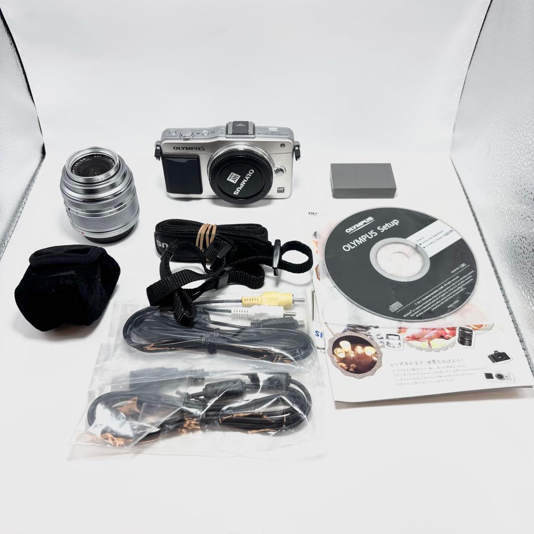 【美品】OLYMPUS E-PM2 シルバー レンズキット ミラーレス一眼カメラ