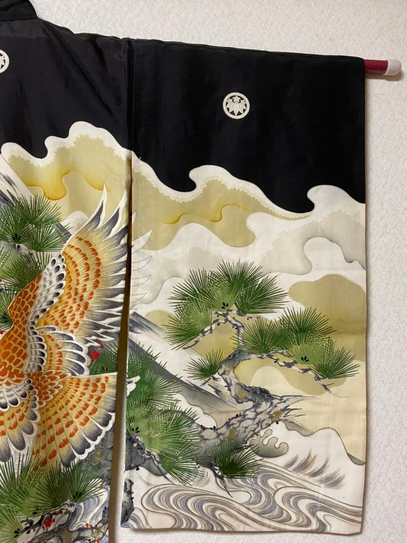 No.112アンティーク正絹七五三しつけ糸付き男の子着丈96セット裄丈44センチ