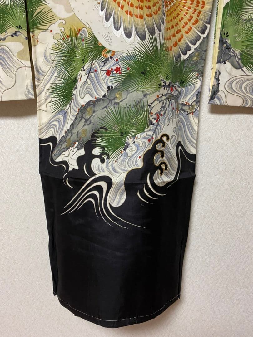 No.112アンティーク正絹七五三しつけ糸付き男の子着丈96セット裄丈44センチ