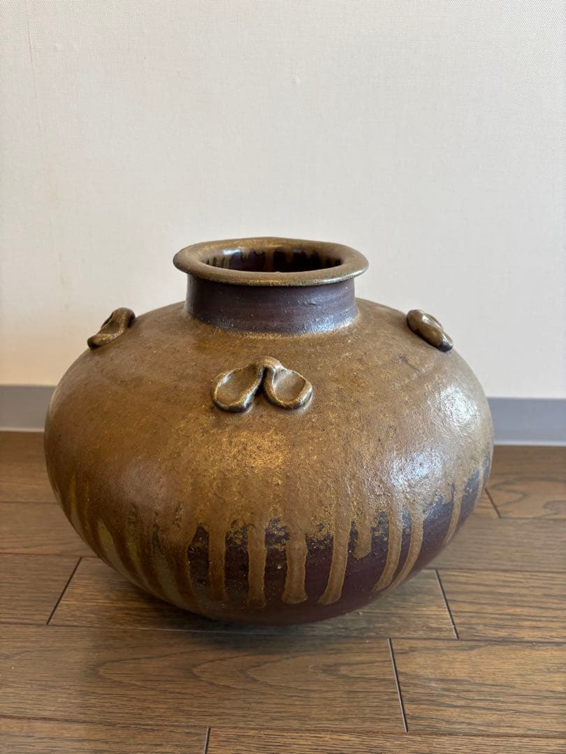 藤原謙作　備前焼　壺　 木箱付き