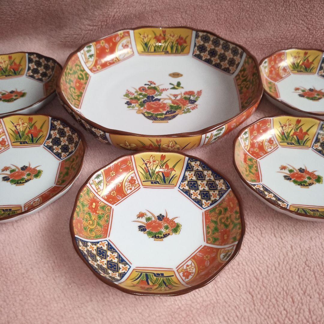 有田焼 仁祥窯 花柄 食器 セット 6点 古伊万里 金彩 和合揃 大皿 小皿