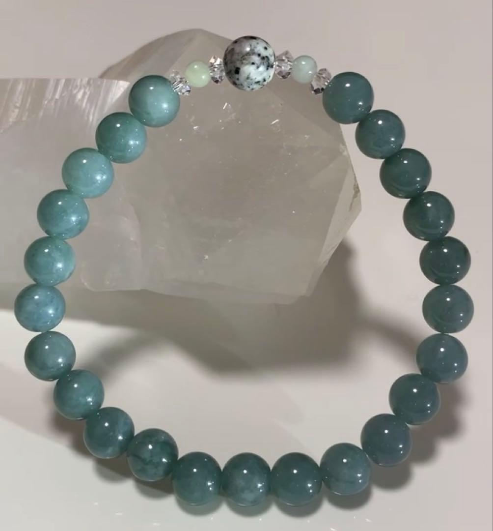 幸運授けるパワー⭐️グアテマラ翡翠　鞍馬石　翡翠　ブレスレット
