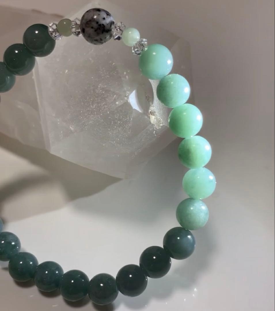 幸運授けるパワー⭐️グアテマラ翡翠　鞍馬石　翡翠　ブレスレット