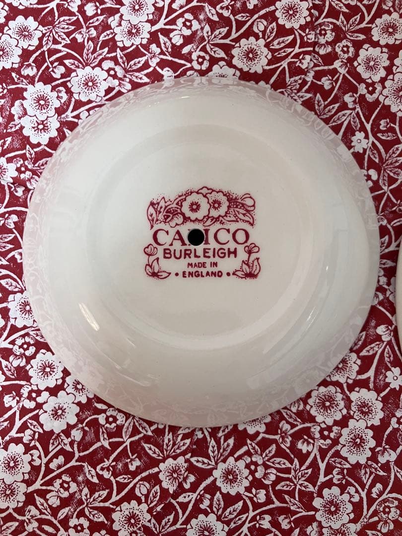 バーレイ　burleigh ティットビット　2段ケーキスタンド　レッドキャリコ