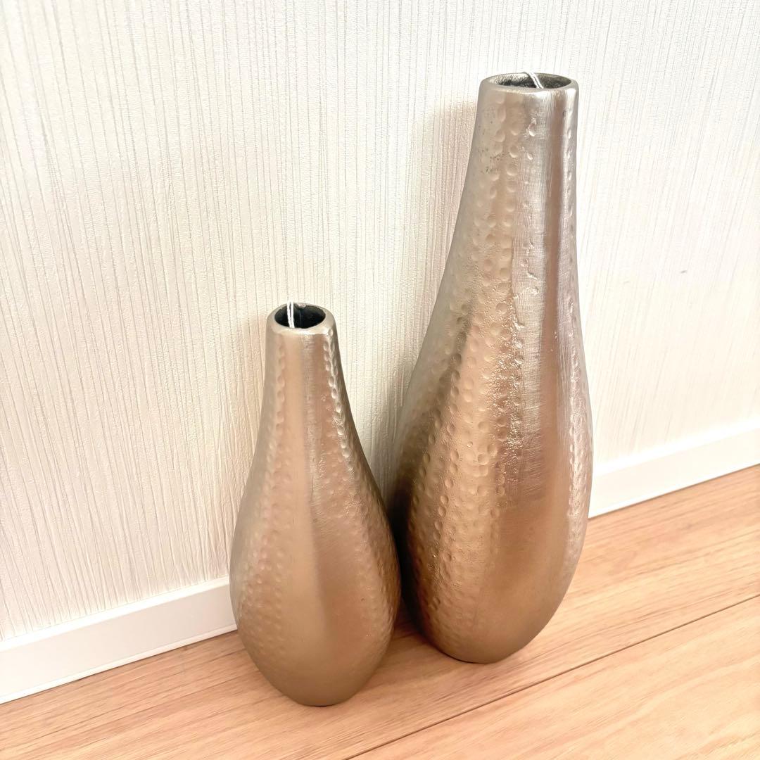 【終売品】ACTUS シルバーフラワーベース 大小