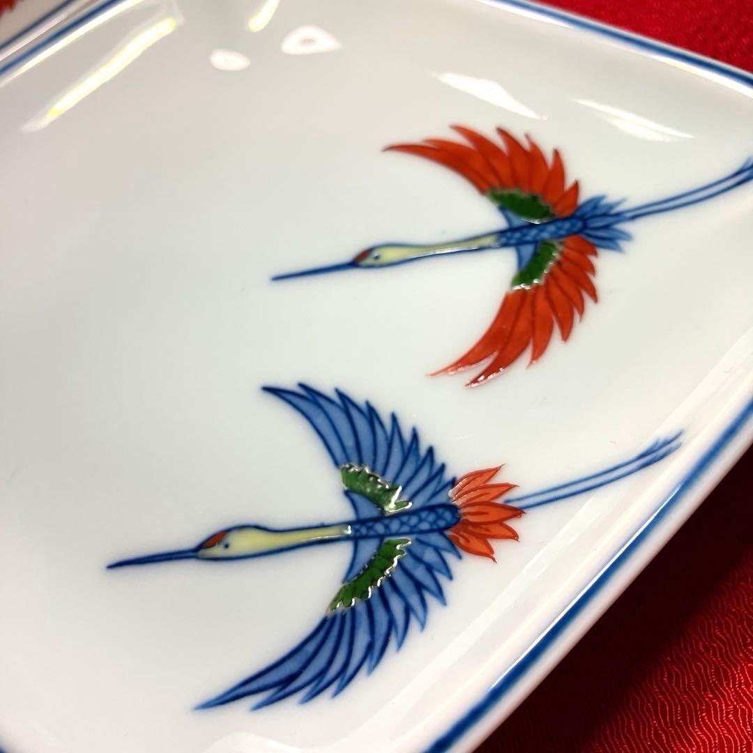 源右衛門　双鶴菱形皿　菱形銘々皿揃　5枚セット