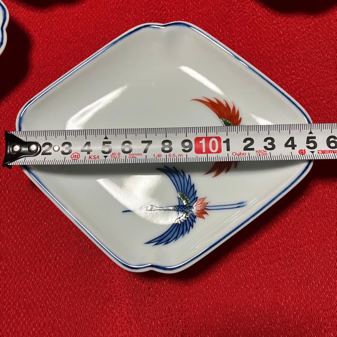 源右衛門　双鶴菱形皿　菱形銘々皿揃　5枚セット