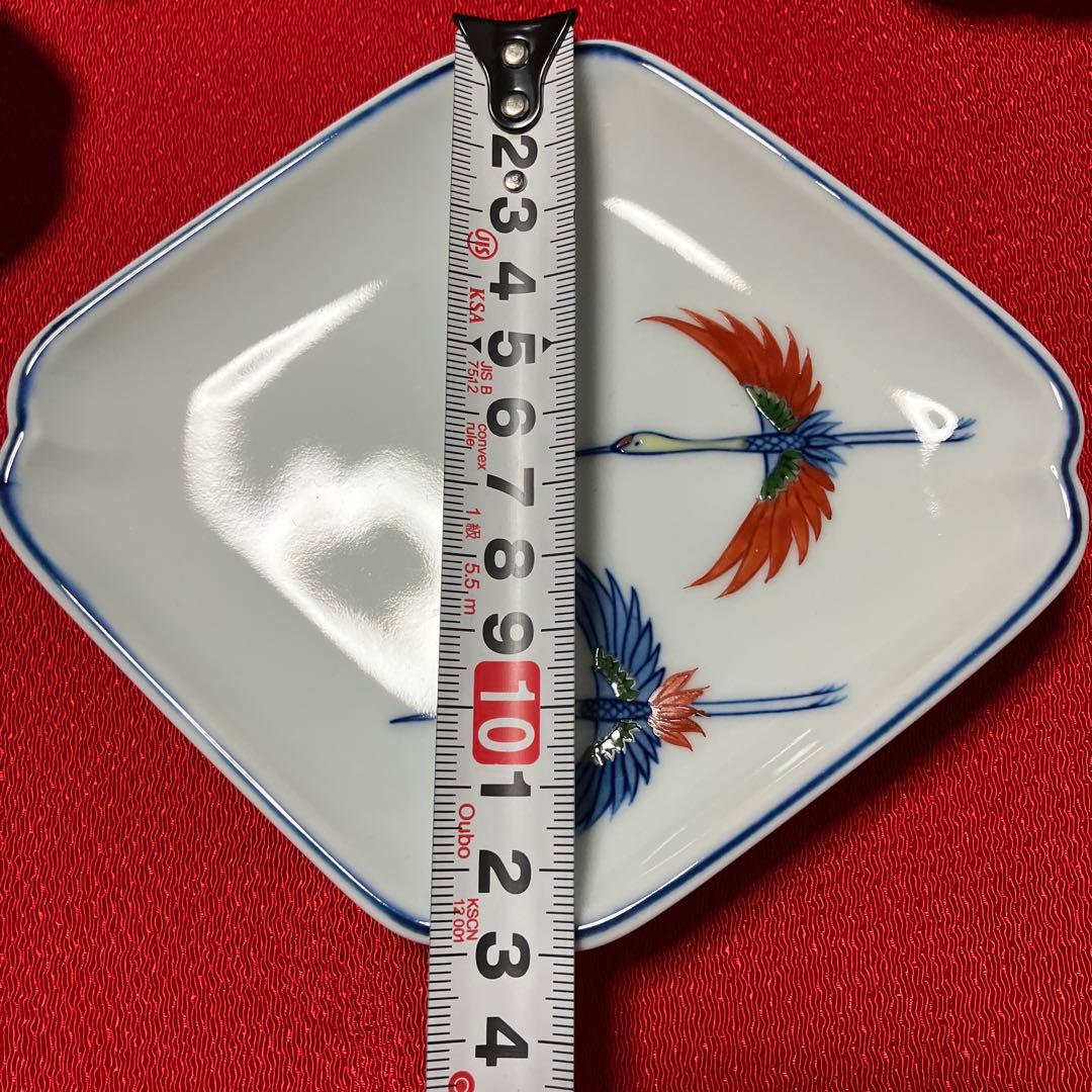 源右衛門　双鶴菱形皿　菱形銘々皿揃　5枚セット