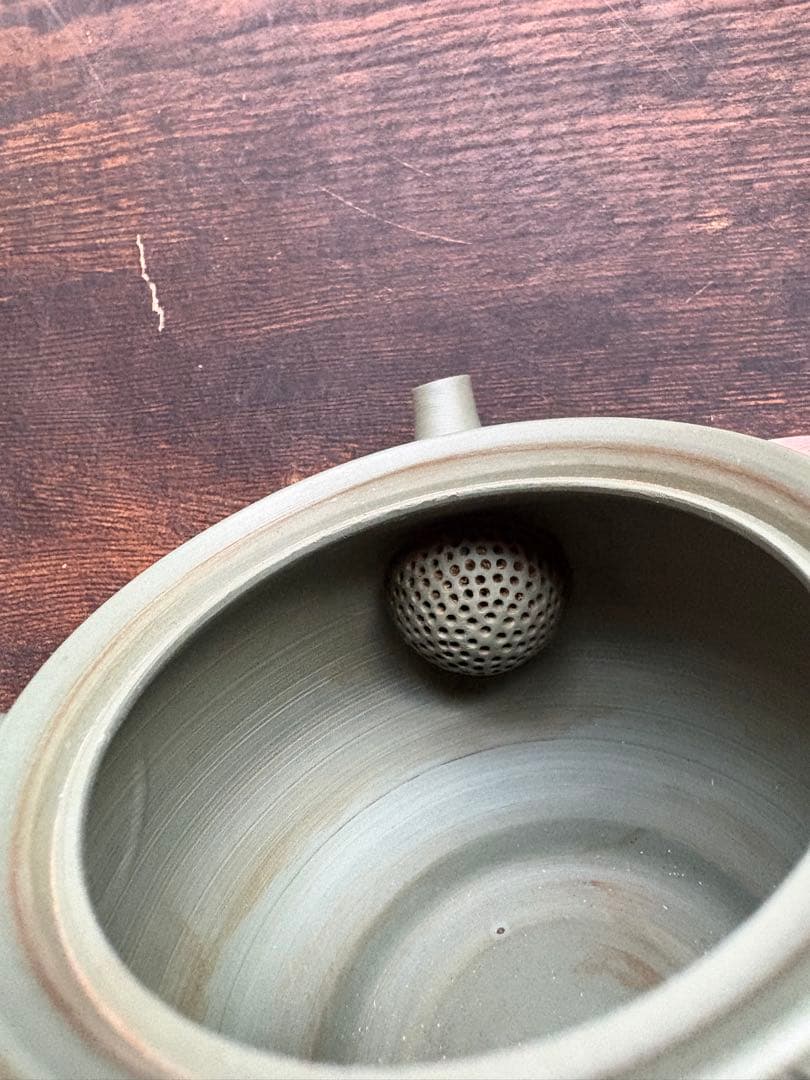 【極美品】常滑焼 緑泥 浮彫松図 急須「千年翠」細密彫刻 セラメッシュ 煎茶道具