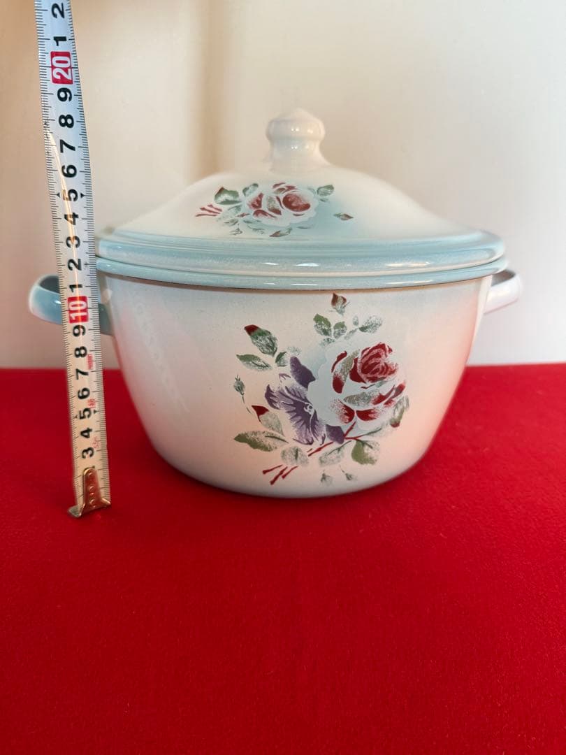 コ*り様 イマン　アンティーク　プリンセスローズ ブルー 中古　両手鍋　ホーロー