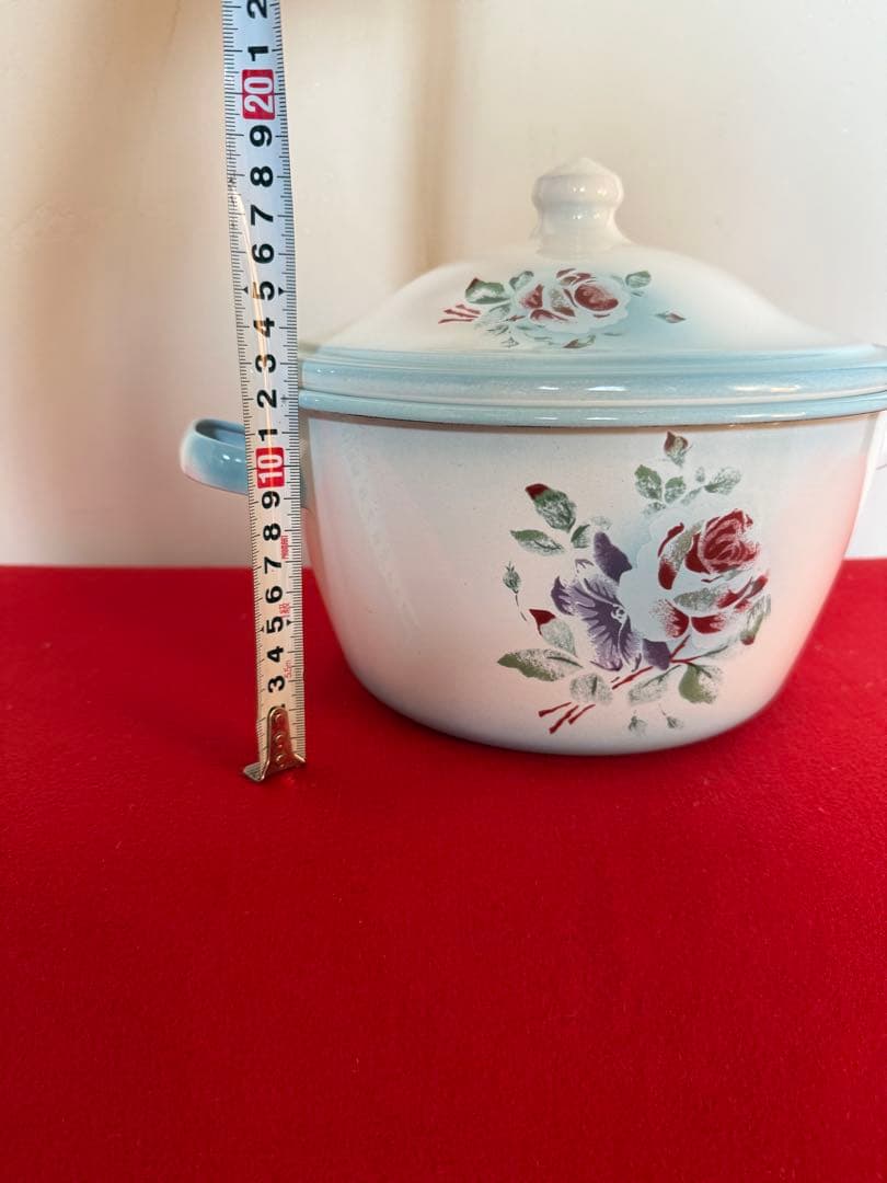 コ*り様 イマン　アンティーク　プリンセスローズ ブルー 中古　両手鍋　ホーロー