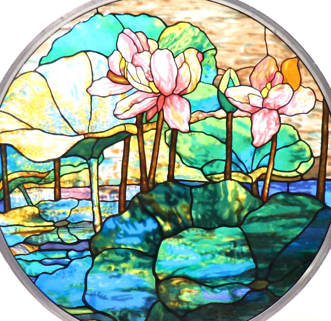 ルイス・C・ティファニー 睡蓮 丸型ヴィンテージステンドグラス 東京都庭園美術館