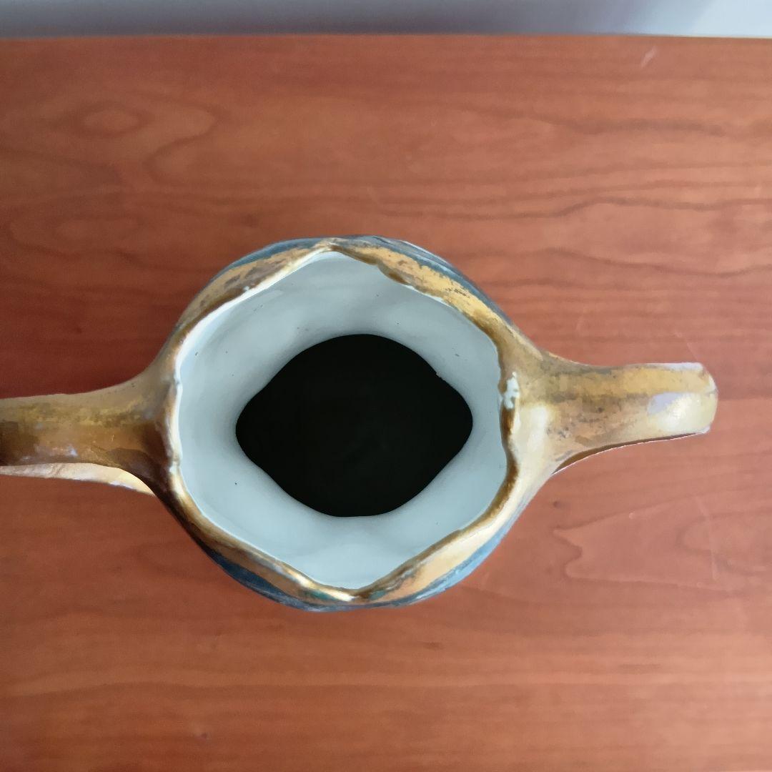 アンティーク　ドイツ　女性の肖像　花模様　陶器　花瓶　Der Fruhling