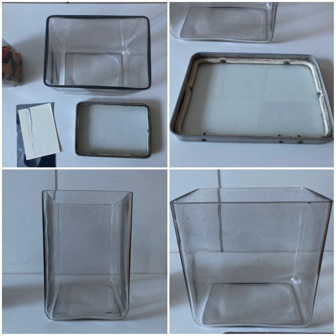 アンティーク透明ガラスキャニスター 硝子瓶.ガラスケース　2点セット