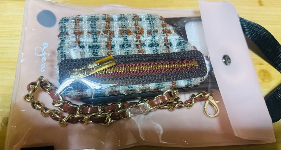 ajew ブラウン iPhoneケース チェーン付き