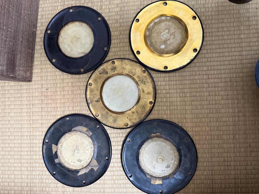 ジャンク　和楽器　小鼓　革　紐