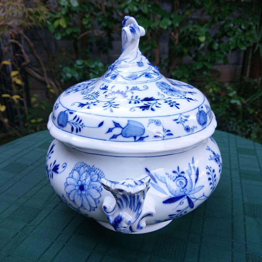 マイセンMeissenブルーオニオン スープチューリン ボタン剣マーク 美品