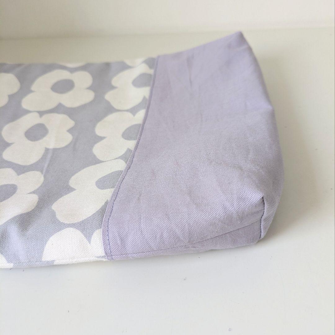 裏地キルティング大きめレッスンバッグ、上履き袋、体操着袋、給食袋　大花×薄紫