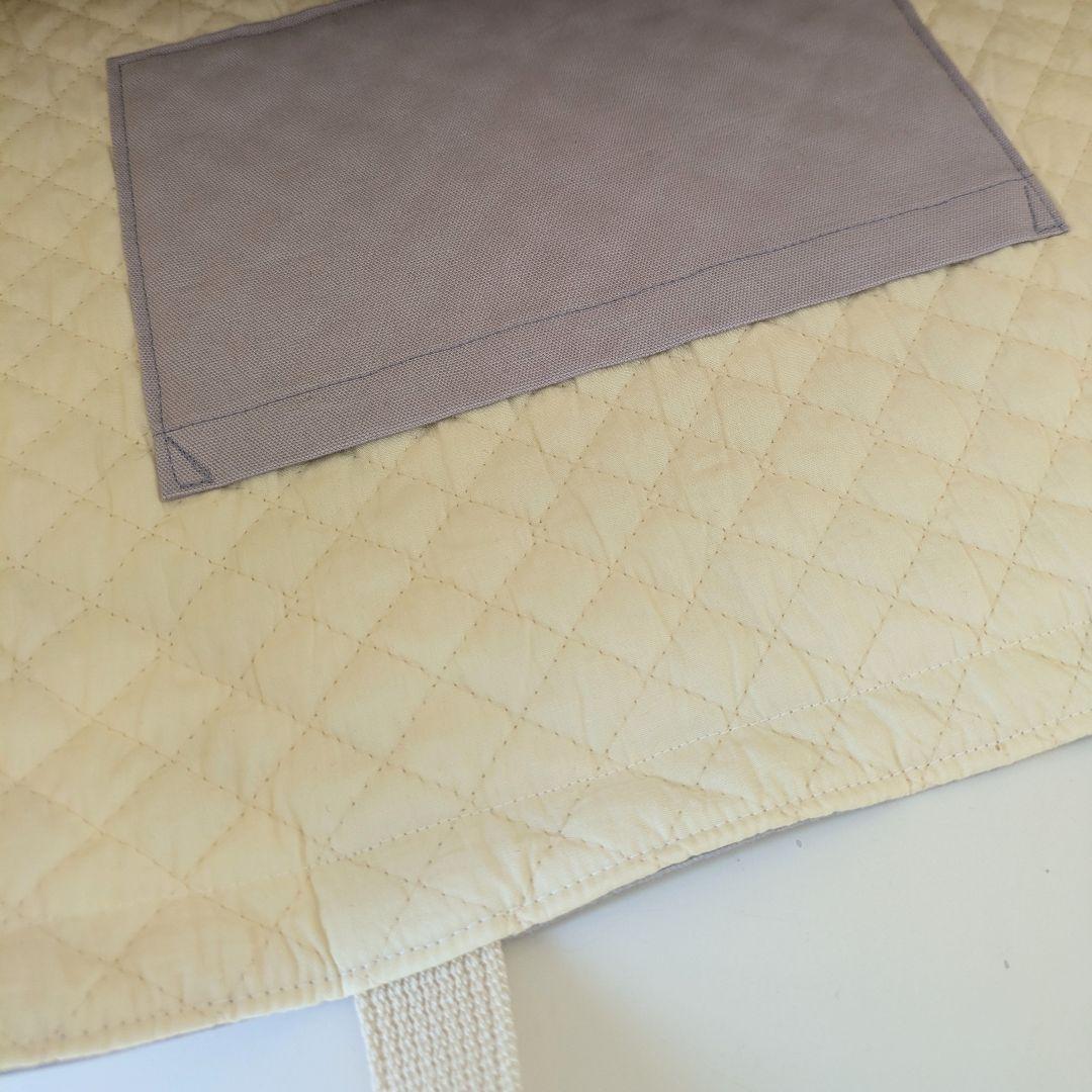 裏地キルティング大きめレッスンバッグ、上履き袋、体操着袋、給食袋　大花×薄紫