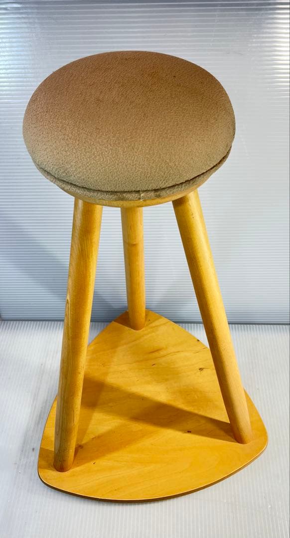 木製スツール ベージュ 布製クッション