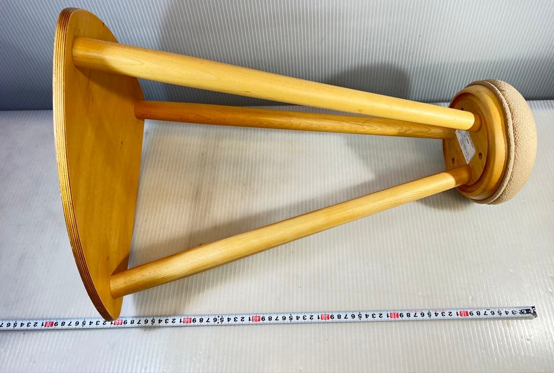 木製スツール ベージュ 布製クッション