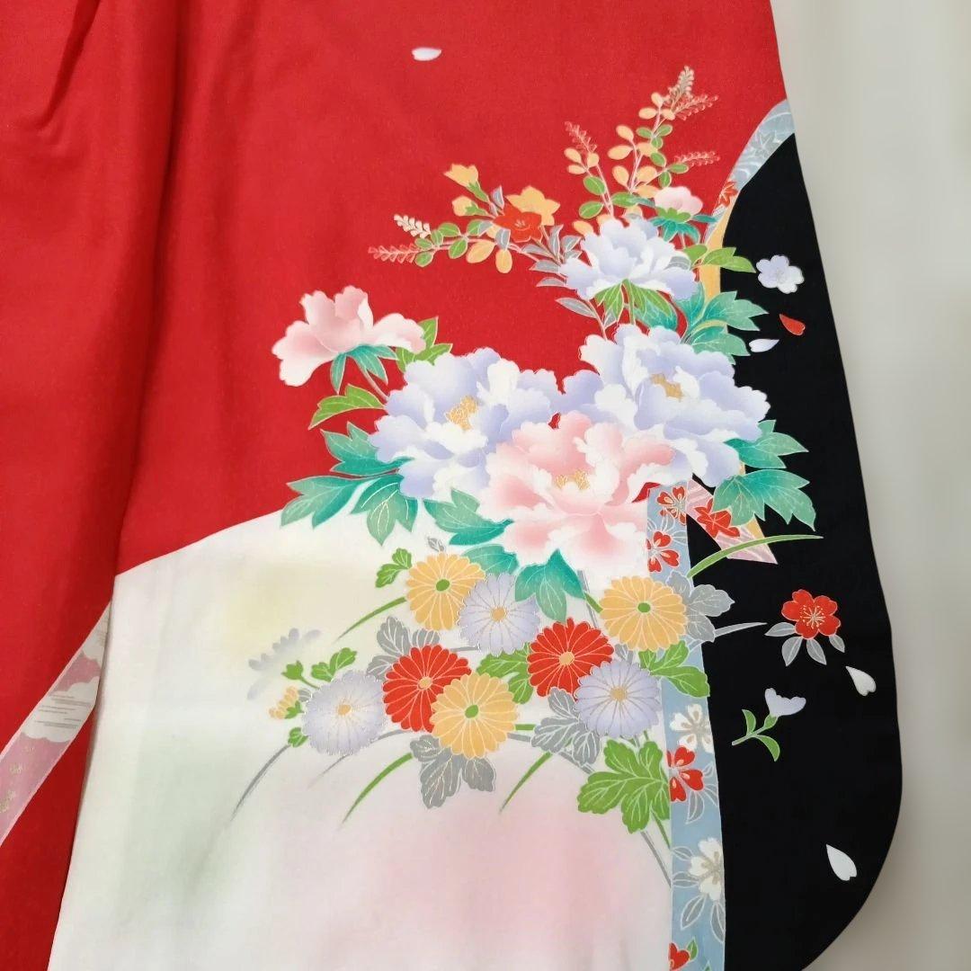 七五三 着物セット 赤 花柄　７歳