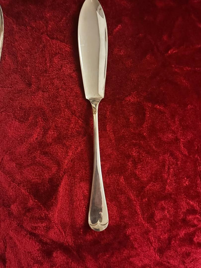 英国1940年代銀メッキ◆teaタイム用小サイズのスモークサーモンナイフ 6本