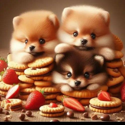 ビスケットポメラニアンパネル生地　ハンドメイド