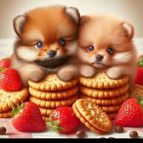 ビスケットポメラニアンパネル生地　ハンドメイド