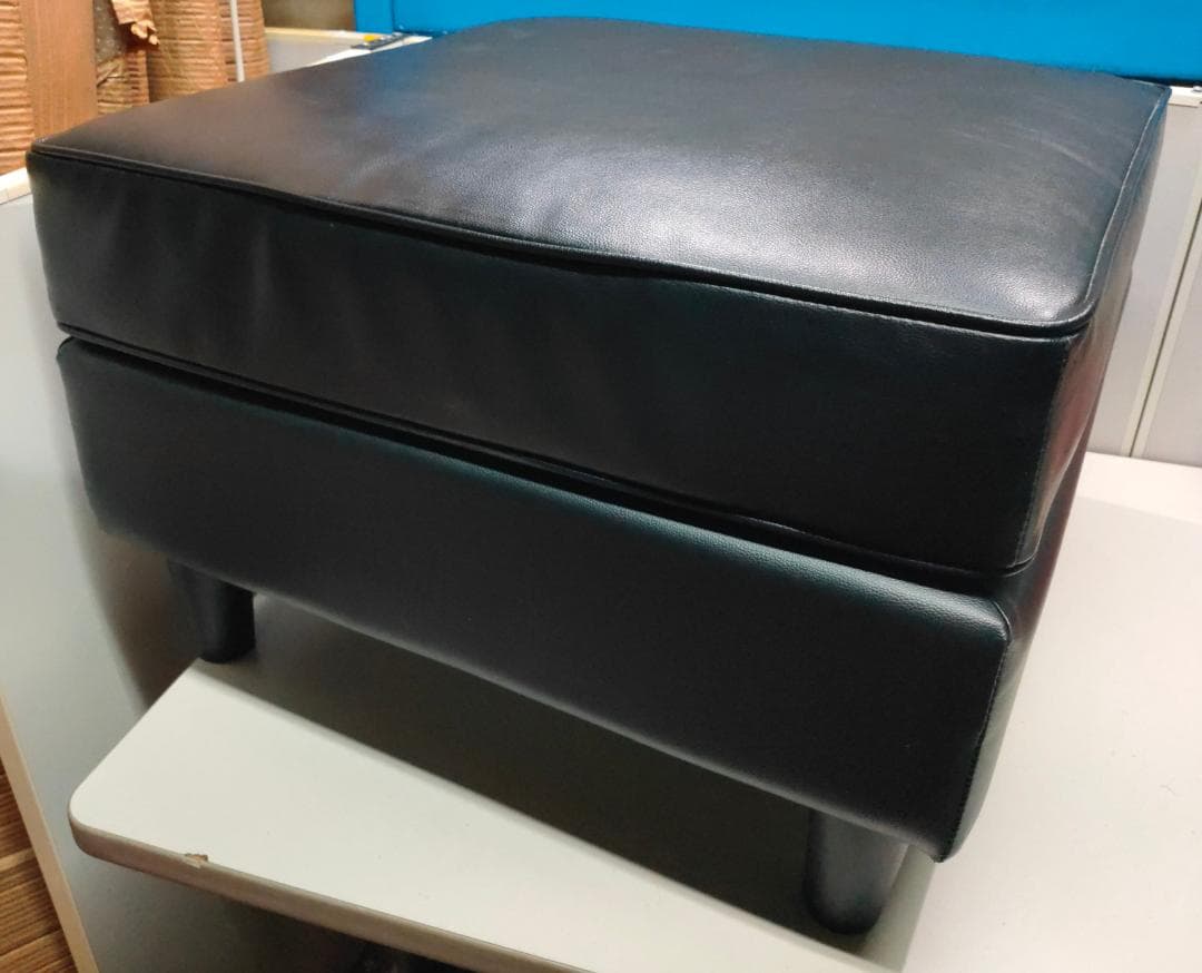 （黒）オットマン☆ブラックレザー☆1人用☆座り心地良好^^☆