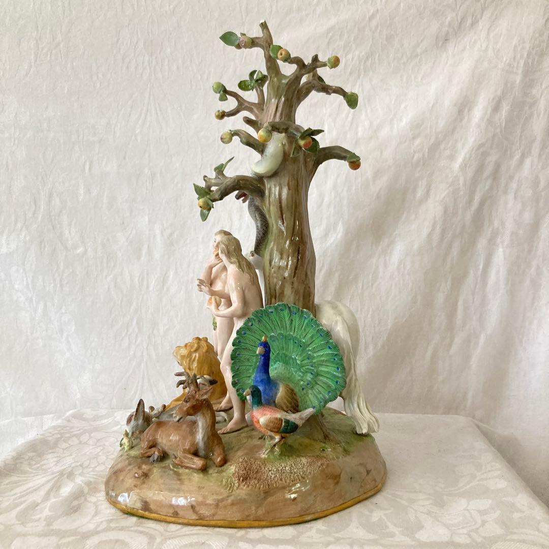 超希少【MEISSEN】 オールドマイセン アダムとイブ フィギュリン 置物