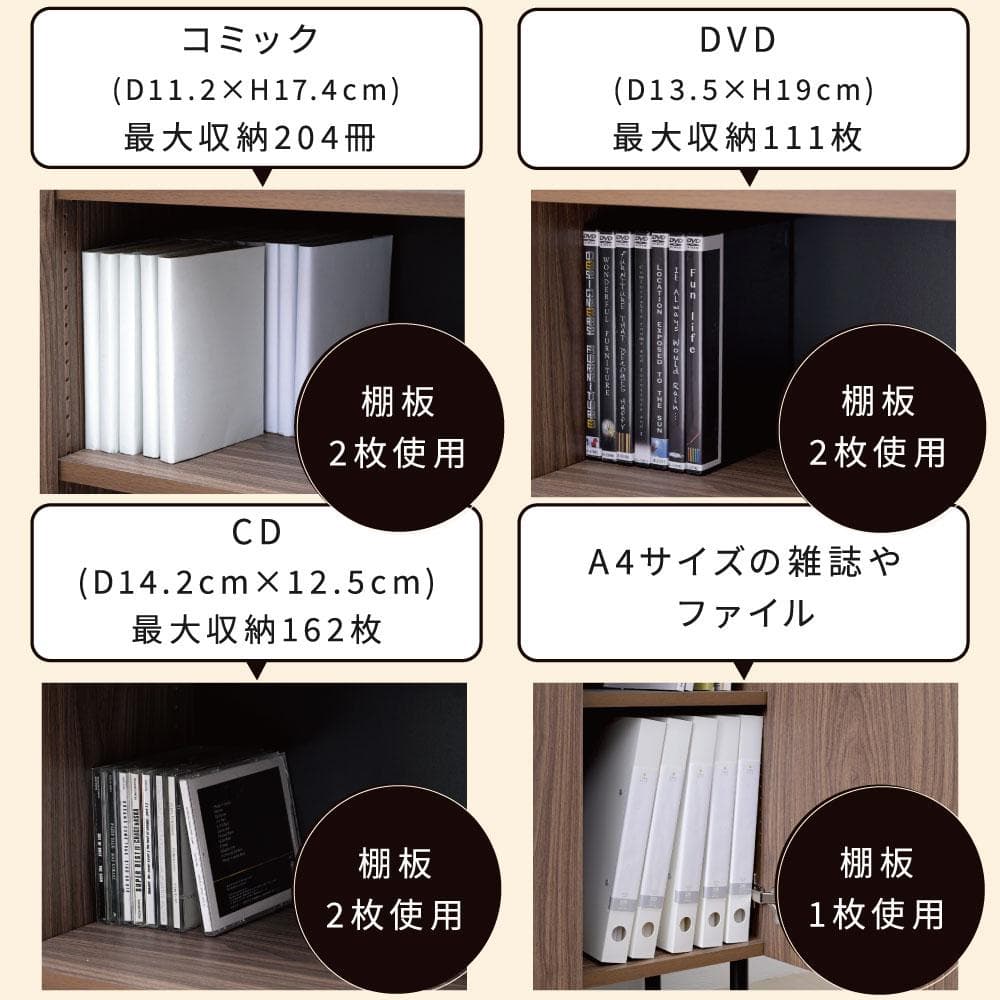 開店記念セール！！ 扉付きコミック本棚　ハイタイプ　幅60