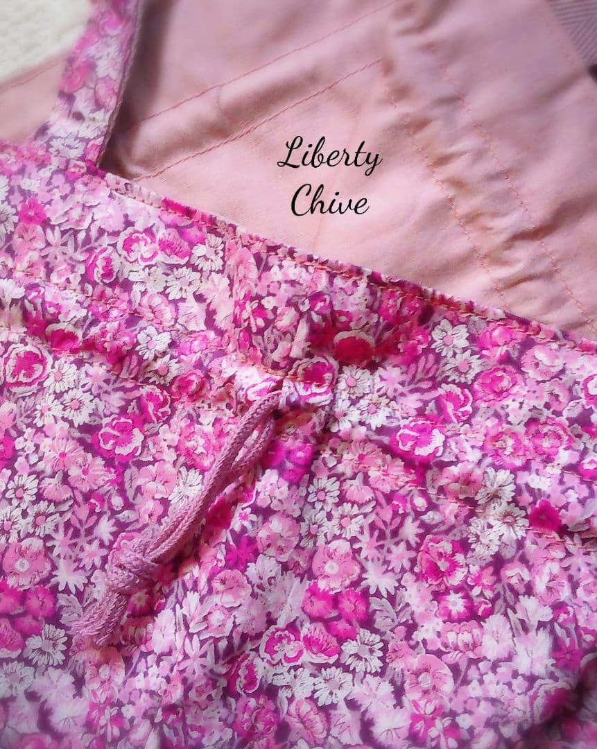 ✰Liberty Chiveピンク 持ち手付き巾着　L　入園入学　体操服袋